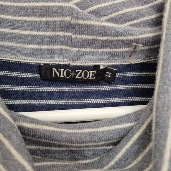 Nic+Zoe Women’s Blue & Grey Striped Cowl Neck Sweater – Size M - Picture 4 of 6